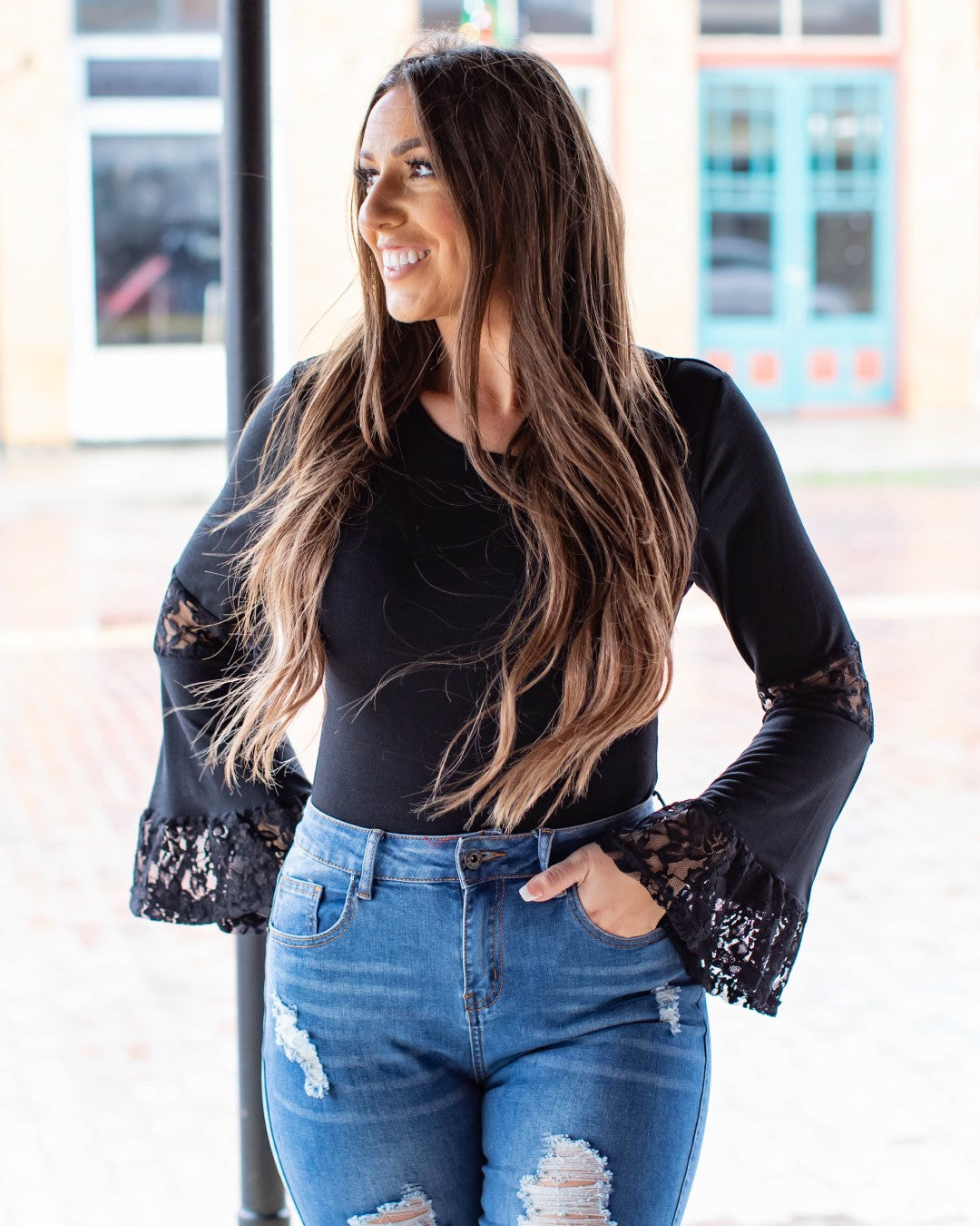 Experience the perfect blend of fashion and comfort with our lightweight bodysuit. The solid lace bell sleeves add a touch of elegance, while the round neckline complements the Urban Western, Boho, Cowgirl, Chic, Boho-Chic, and Bohemian styles. Embrace effortless style with our bodysuit.