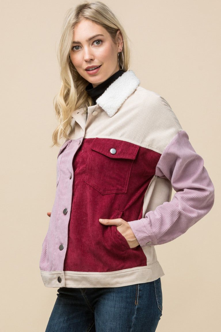 Introducing our Corduroy Lightweight Jacket - the perfect combination of style and comfort! Made with soft, stretch-enhanced fabric, this jacket features a unique color block design and easy button closure. It's also easy to maintain - simply hand wash and hang dry. Elevate your wardrobe with this versatile piece that's perfect for any occasion.